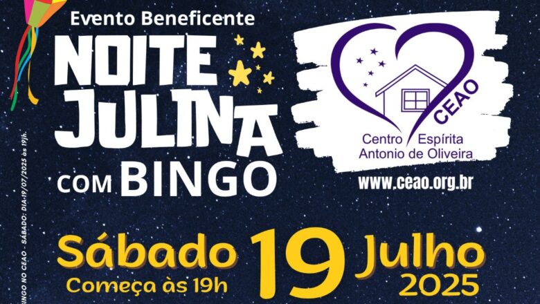 Festa Julina do CEAO com bingo beneficente e comidas tipicas. Sábado dia 19.07.202 a partir das 19h